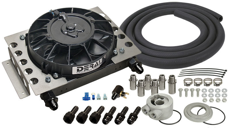 Derale Universal Atomic-Cool Remote Mount Engine Oil Cooler Kit with Fan  12-3/4"W x 9-3/8"H x 4-5/16"D