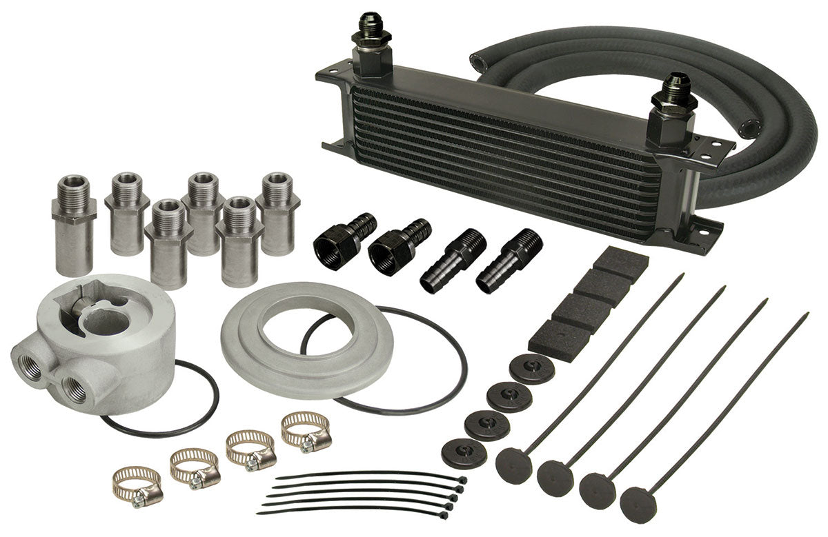 Derale Stacked Plate Engine Oil Cooler Kit (sandwich adapter)  13" L x 4-9/16" H x 2quot; W