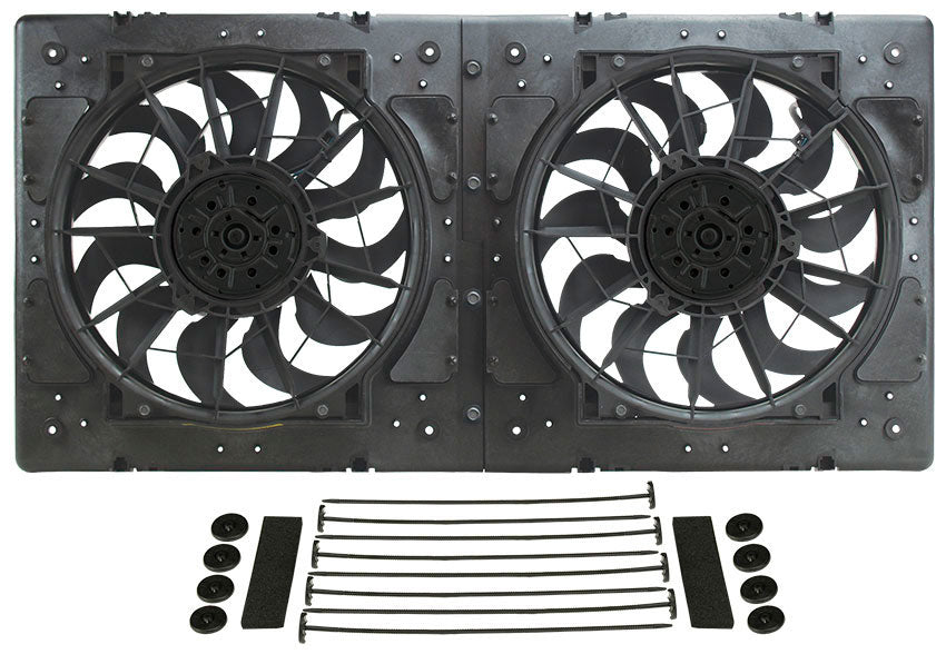 Dual Fan & Shroud Kit
With 4000 cfm High Output 12" Electric Fans, 28-5/8"W x 13-7/8"H x 3-1/4"D