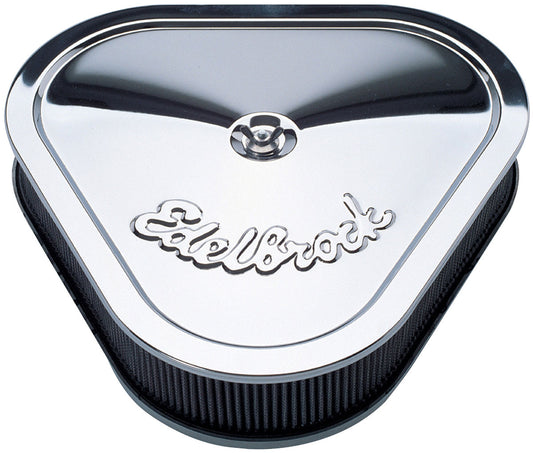 Pro-Flo Triangular AirCleaner Assembly, Chrome with Logo
14-1/8" Wide x 13-3/8" Long, 2-1/2"Element, 3-1/2" Overall Height