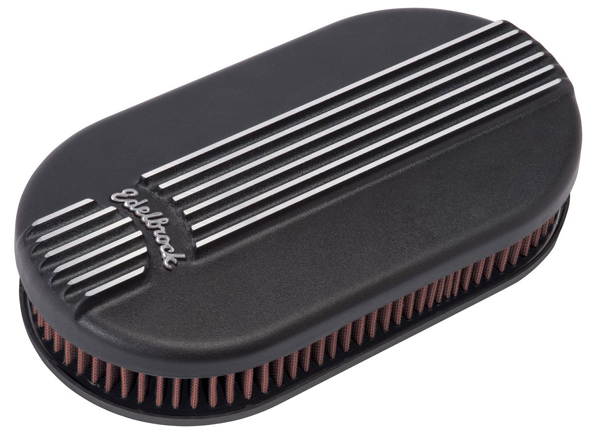 Classic Series Air Cleaners - Black Finish
Small Oval Cast Air Cleaner for Single 4-barrel Carb with 2.4" element, 3.9" ht.