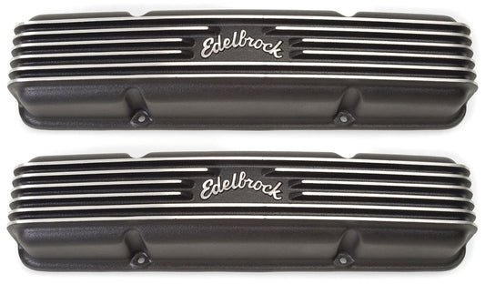 Classic Aluminium Series Valve Covers - Black Finish  1959-86 Small Block Chevy 262-400, 3-1/2" overall ht.