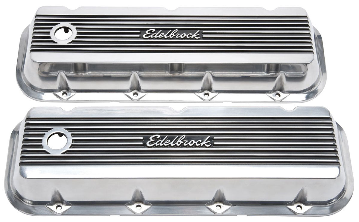 Elite 2 Series Tall Valve covers - Polished
Suit BBChev With Edelbrock Logo