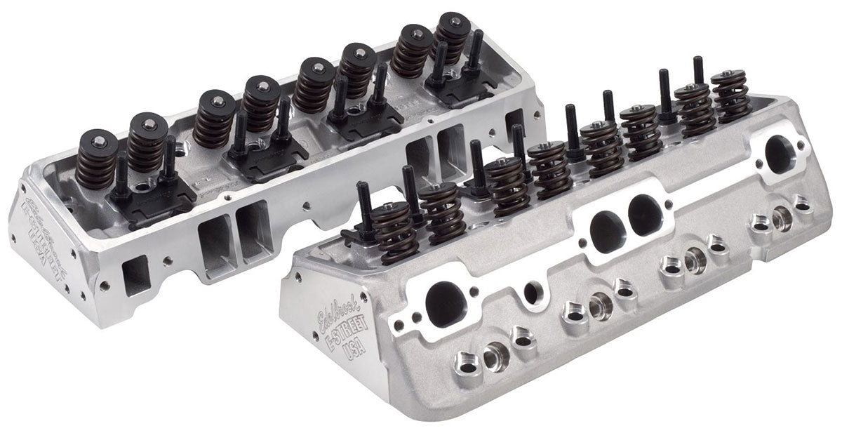 E-Street 185 Cylinder Heads - Pair - Complete
Small Block Chevy, With straight plugs, 185cc Intake Port, 64cc chambers