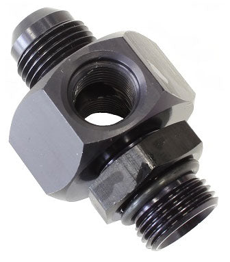 Pump Inlet Fitting
-8AN Bulkhead to -10AN Flare with x2 -6AN Returns