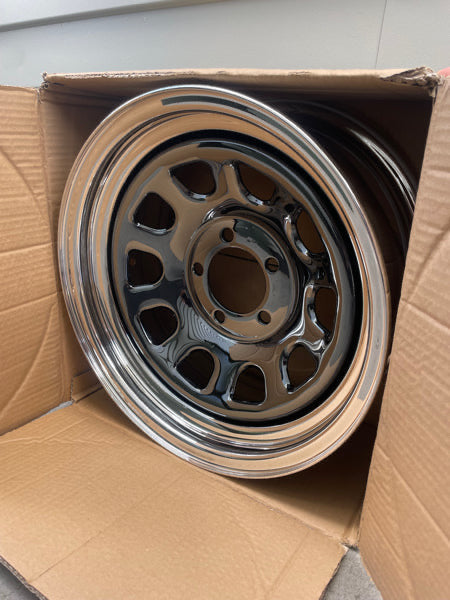WHEEL STEEL 15" X 7" FORD 5 STUD X 114.3 SMOKE BLACK CHROME