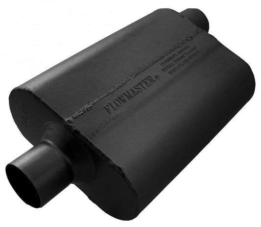 40 Series Delta Flow Muffler
2.5" Center Inlet / Offset Outlet