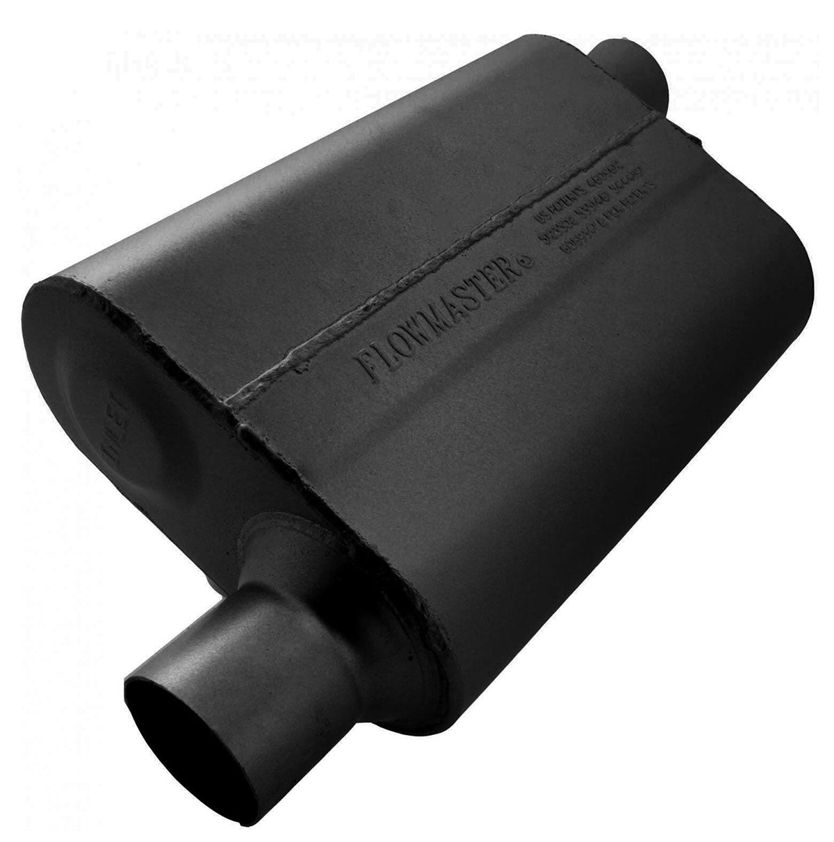 40 Series Delta Flow Muffler
2.5" Offset Inlet / Offset Outlet