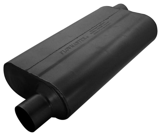 50 Series Delta Flow Muffler
2.5" Offset Inlet / Offset Outlet