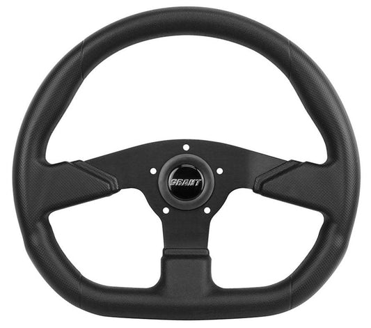 13.75" Performance & Race Steering Wheel
Black Anodized 3-Spoke, Black Poly Grip, 1-1/2" Dish, Flat Bottom