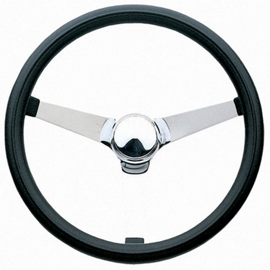 14-3/4" Classic Series Steering Wheel
Chrome 3 Spoke, Black Vinyl Grip. 3-1/2" Dish