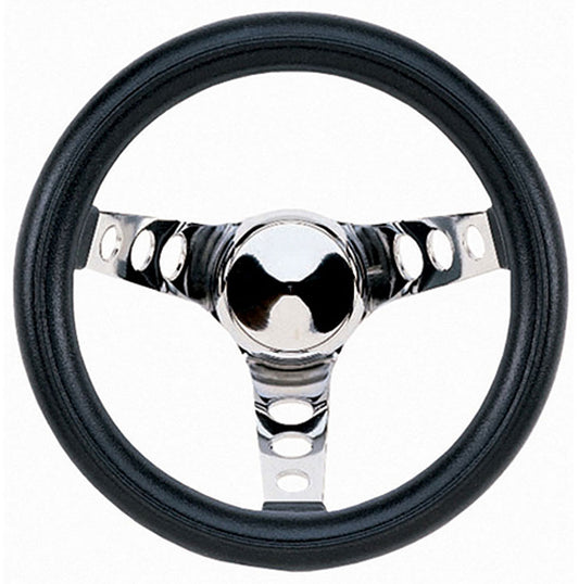 10" Classic Series Steering Wheel
Chrome 3 Spoke, Black Vinyl Grip. 5-1/2" Dish