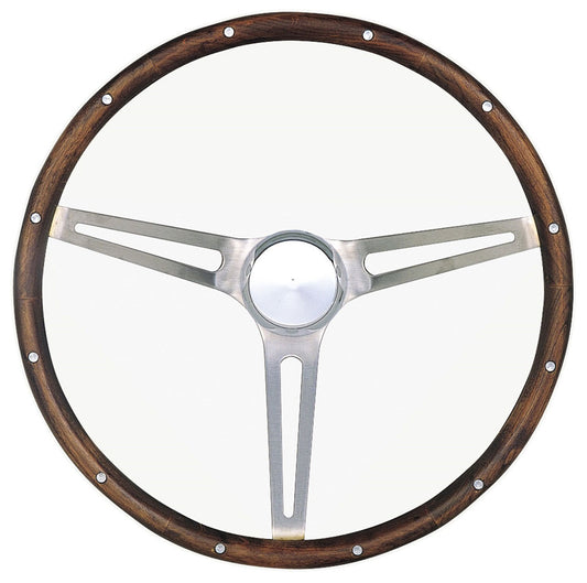 15" Classic Steering Wheel With Polished Horn Button
Brushed S/S 3 Spoke, Hardwood Grip. 4-1/8" Dish