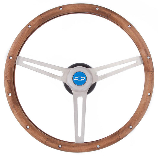 15" Classic GM Steering Wheel
Brushed S/S 3 Spoke, Hardwood Grip. 4-1/8" Dish