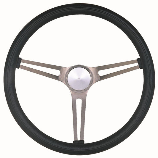 15" Classic GM Steering Wheel
Brushed S/S 3 Spoke, Black Foam Grip. 4-1/8" Dish