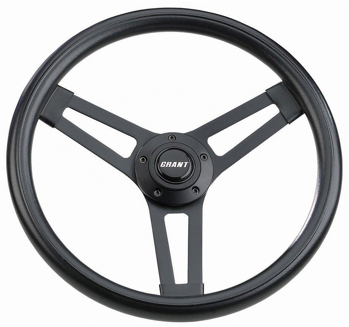 14-1/2" Classic 5 Steering Wheel
Chrome 3 Spoke, Leather Grained Vinyl Grip. 2-3/4" Dish