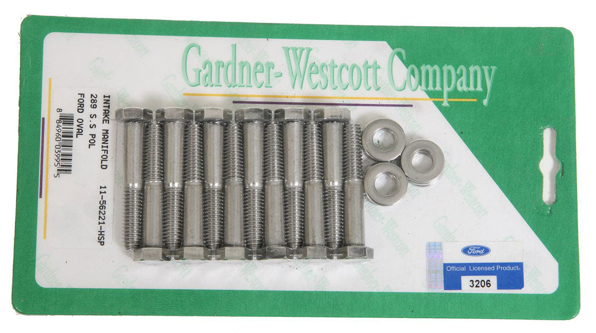 Polished S/S Hex Intake Manifold Bolt Set
Suit SB Ford 289-302 Windsor With Ford Oval Logo