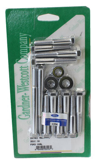 Polished S/S Hex Intake Manifold Bolt Set
Suit Ford 302-351 Cleveland With Ford Oval Logo