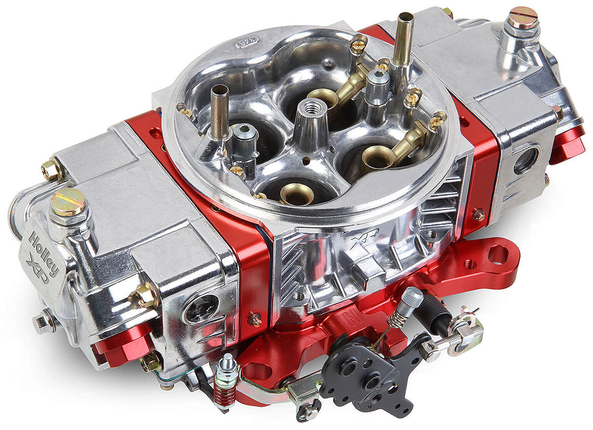 650cfm Ultra XP Aluminium Carburettor
Shiny Aluminiumwith Red Billet Metering Blocks & Base Plates