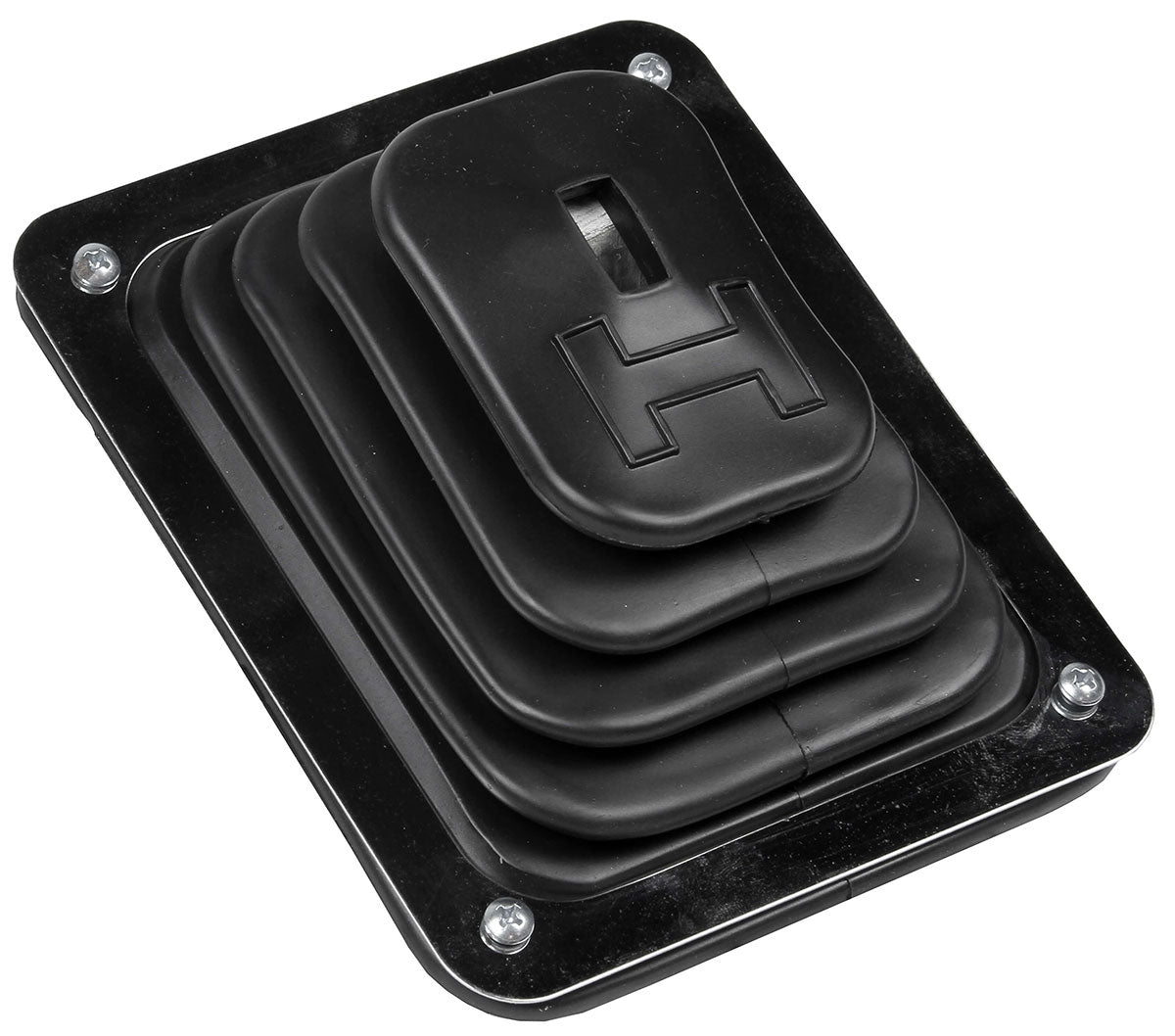 B-4 Shifter Boot & Plate
Complete With Chrome Trim Plate & Mounting Hardware, 5-1/4" x 6-1/2"