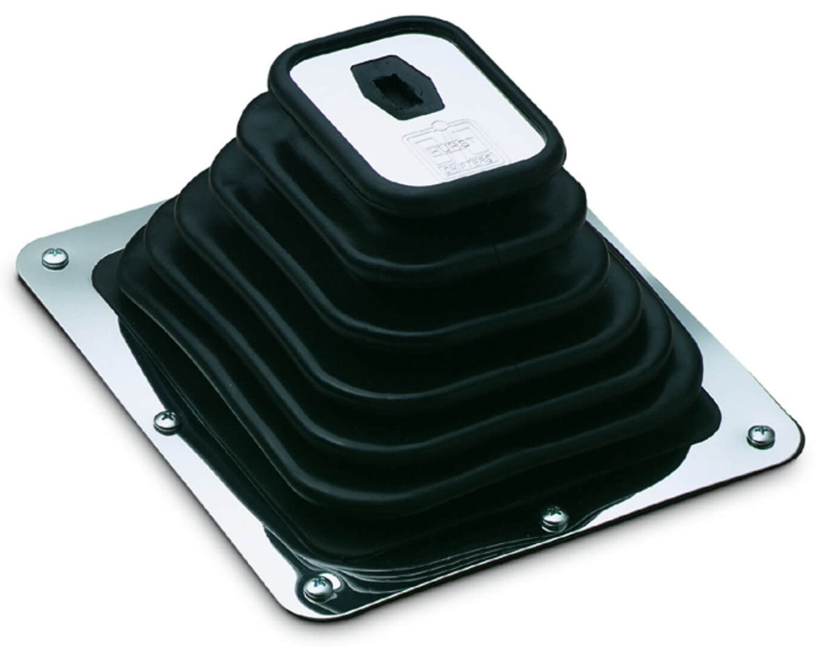 Super Shifter Boot & Plate
Complete With Chrome Lid Plate & Mounting Hardware, 7-3/4" x 8-3/4"