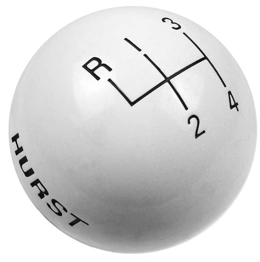 Replacement Shifter Knob
Round WhitePlastic With Hurst Logo, Suit 4 Speed Manual Transmission