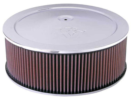 K&N Chrome Custom Air Cleaner Assembly 14 x 5"
Fits Neck Size 5-1/8" (130 mm) - KN60-1270