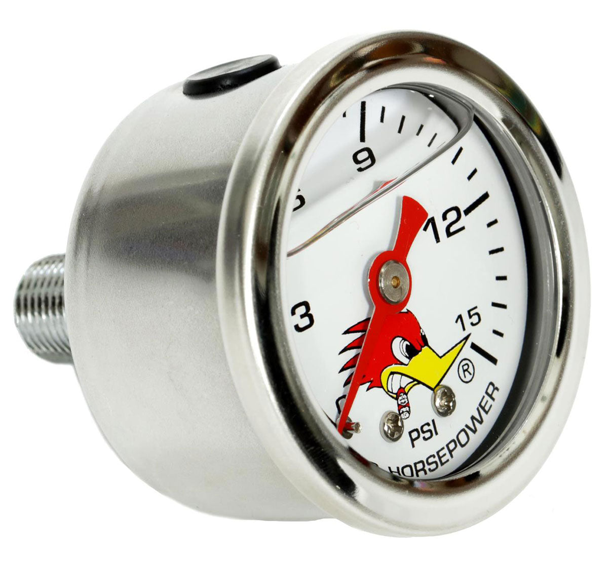 Clay Smith Fuel Pressure Gauge
White Face 0-15psi, 1-1/2" O.D Liquid Filled