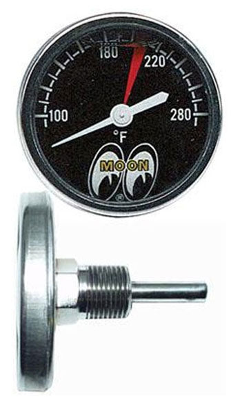 1-1/2" Water Temp Gauge 100-280° F
Black Face, Liquid Filled, Direct Mount