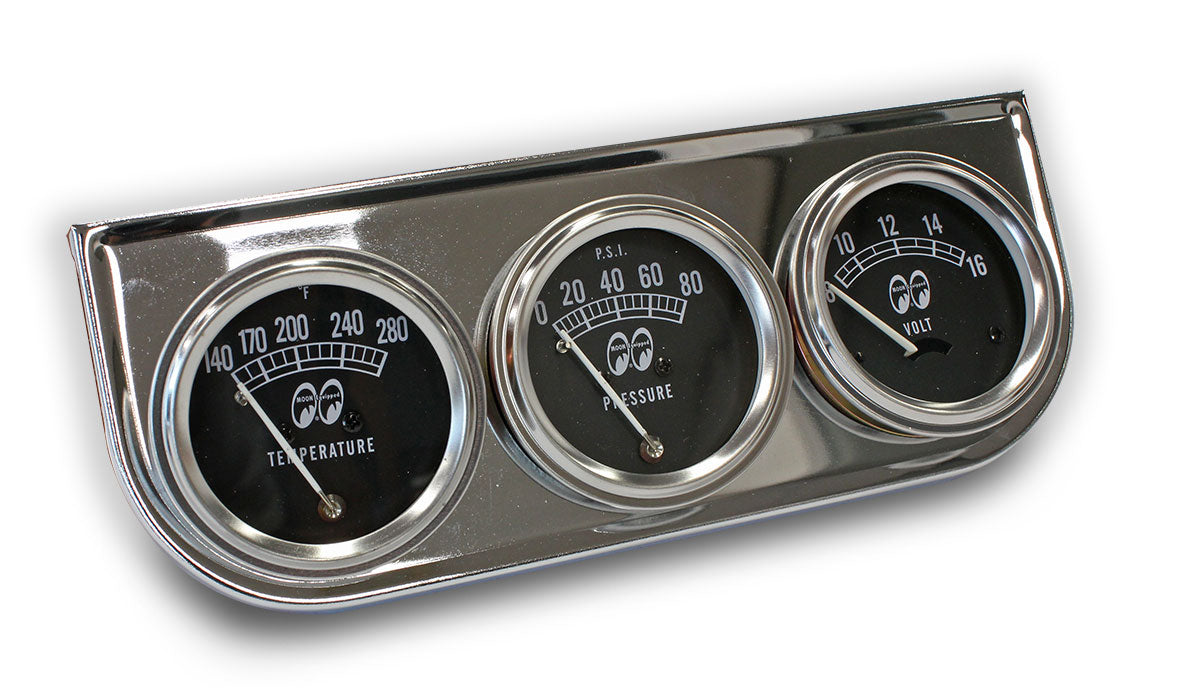 Chrome Triple Gauge Set
Includes Oil, Water & Volts Gauge