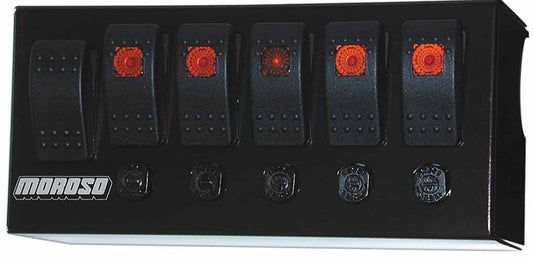 Cage Mount Switch Panel, 3.750" x 8"
Includes Momentary Starter Switch With 5 Accessory Switches With 20 Amp Circuit Breakers