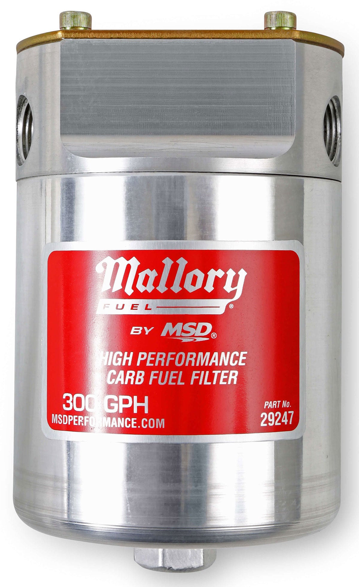 Mallory Billet Fuel Filter Assembly
3/8" NPT Inlet & Outlet With 40 Micron Filter