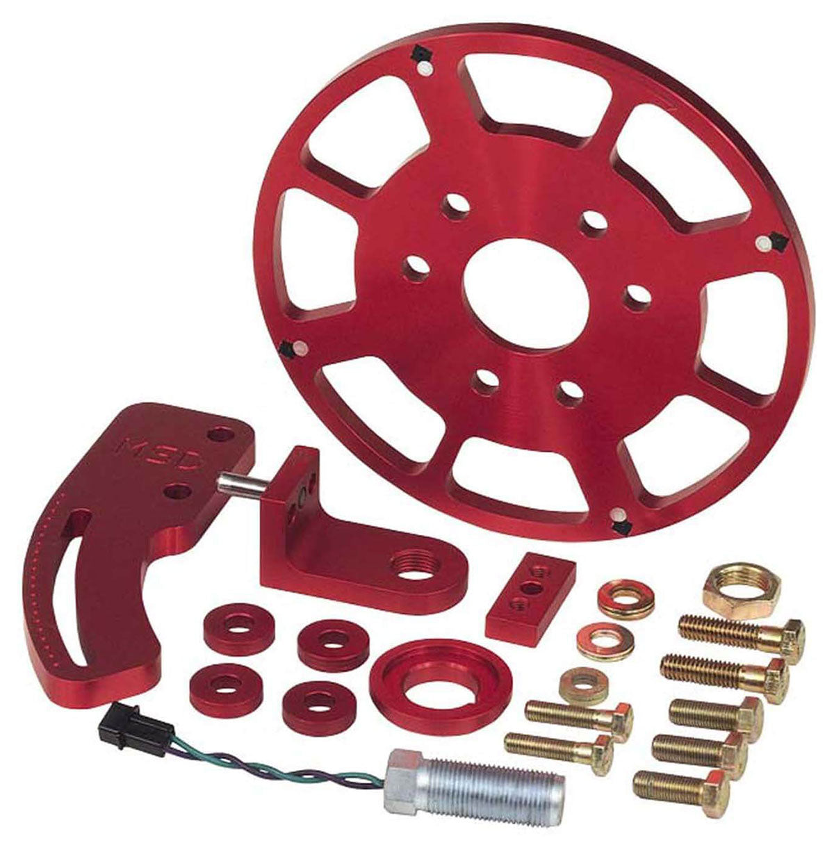 Flying Magnet Crank Trigger Ford 429-460 (except Cleveland block), with 7.25" Harmonic Balancer, Red Anodised Billet Aluminium