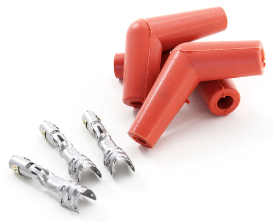 Pro Racing Boots  Hi Temp Silicone, Orange 115° Spark Plug Boots with Terminals, 8 per Card