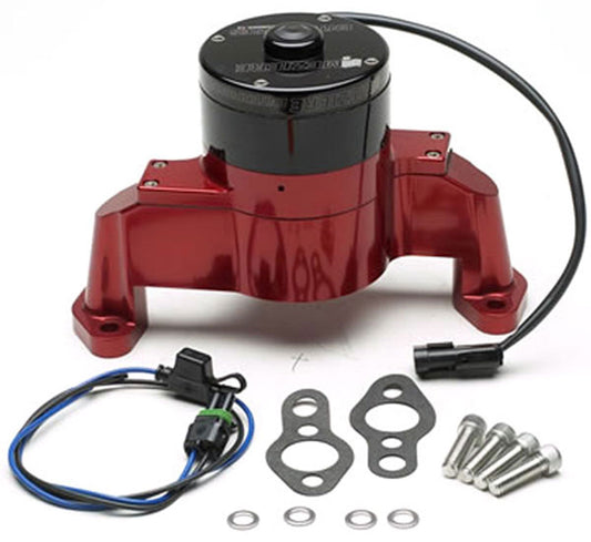 Small Block Chev Electric Water Pump, Red Finish 35GPM, standard motor