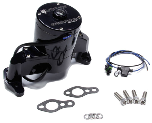 Small Block Chev Electric Water Pump, Black Finish 42GPM, Heavy Duty motor