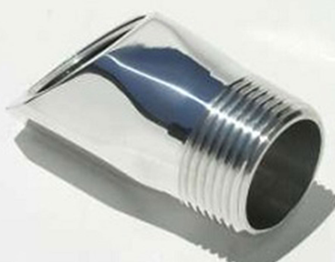 Inlet Fitting Adapter, Chrome Finish 1" NPT male to 1" NPT female, 45 degree angle