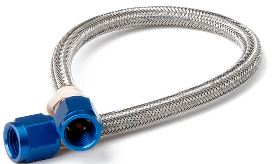 -4AN Stainless Steel Bradided Hose
2ft. Length. With Blue Ends