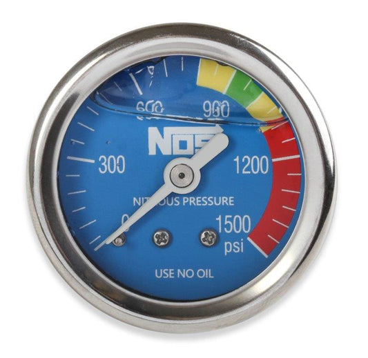 1-1/2" Liquid Filled Nitrous Pressure Gauge, Blue
0-1500 psi