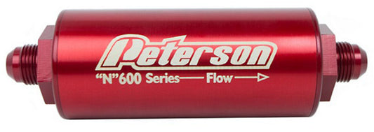 600 Series Inline Petrol/Methanol Filter
-8 AN Male, 60 Micron Filter, 4.5" X 2"