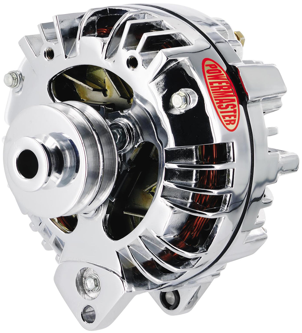 Powermaster Street Alternator
Chrysler, 95 Amps, 2 groove pulley, Single Wire, Chrome Finish