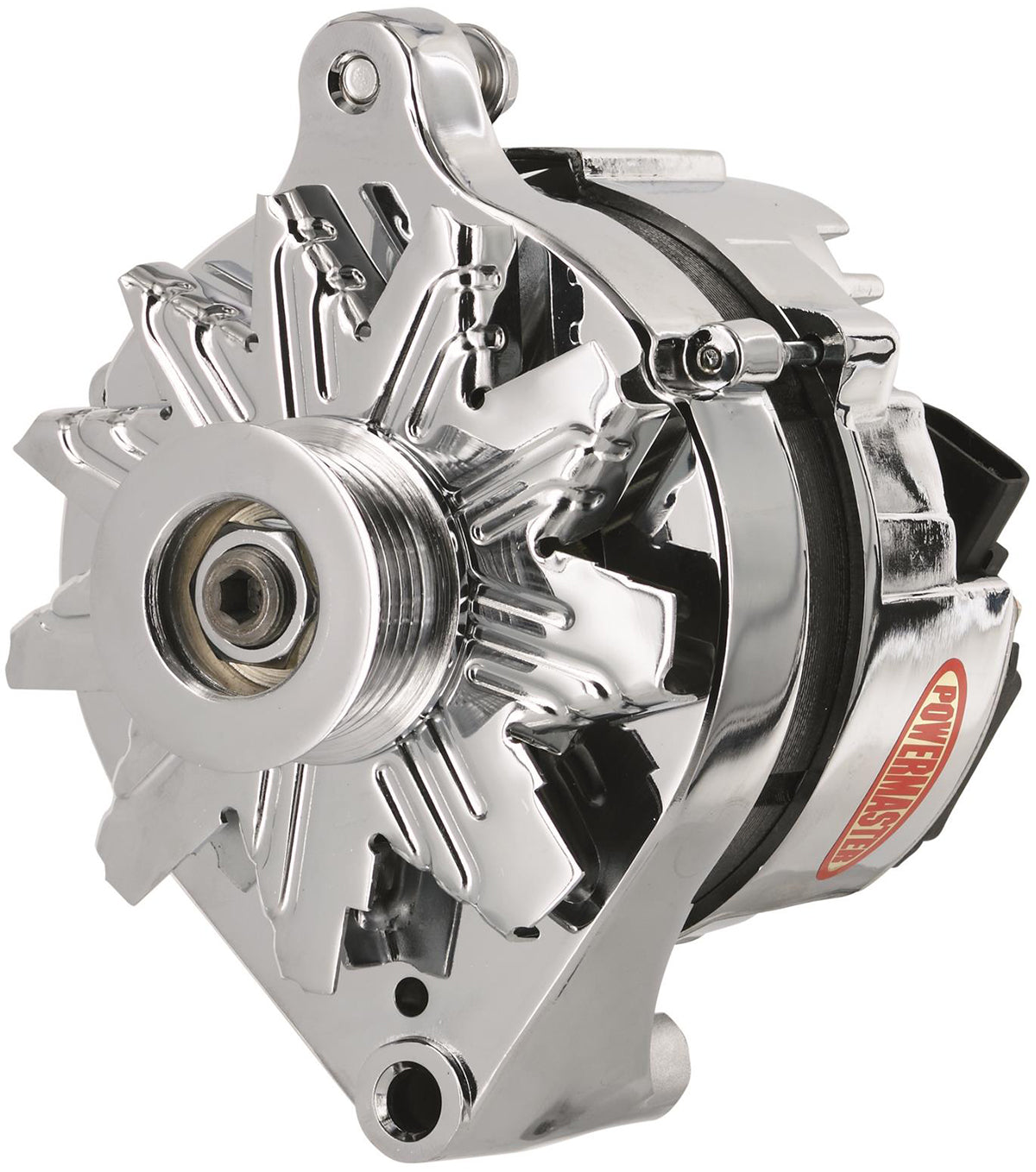 Powermaster Street Alternator
Ford 2G style, 80 Amps, Serpentine pulley, Chrome Finish