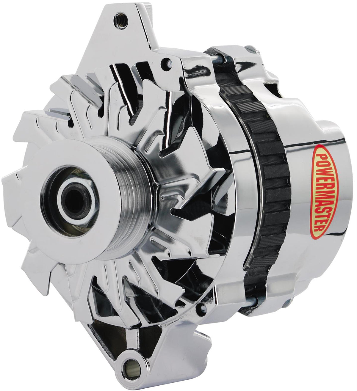 Powermaster Street Alternator
Chev, CS130 Style case, 105 Amps, Serpentine pulley, Chrome Finish