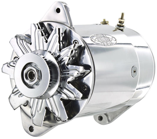 Powermaster PowerGen Alternator GM 55-63, Polished, 75 Amps, One Wire, Internal Regulator