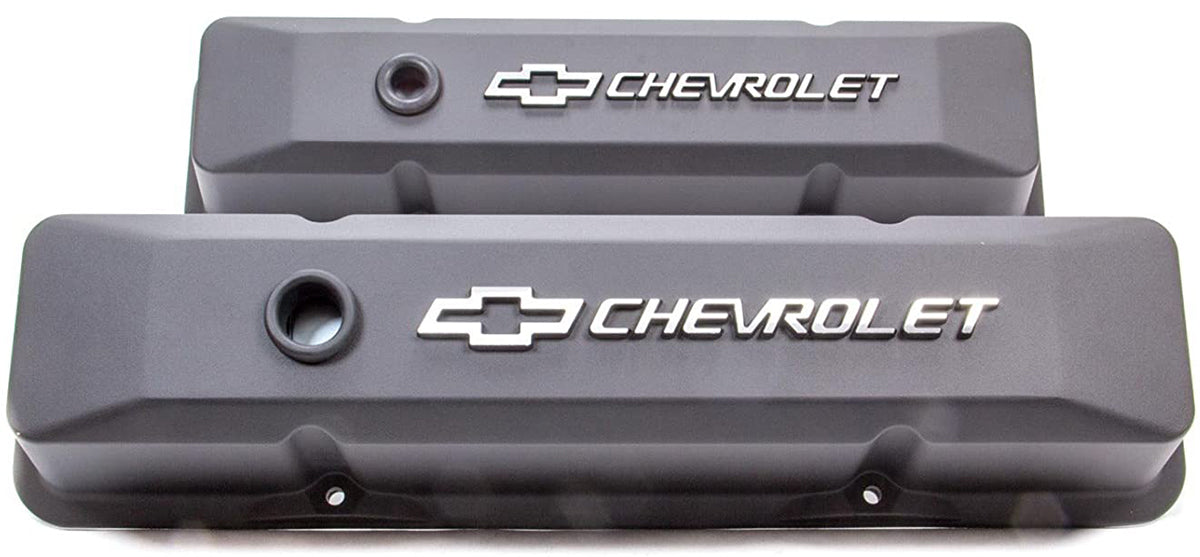 Die Cast Valve Covers with Chevrolet Logo (Tall Style) Black Crinkle Finish
Small Block Chev