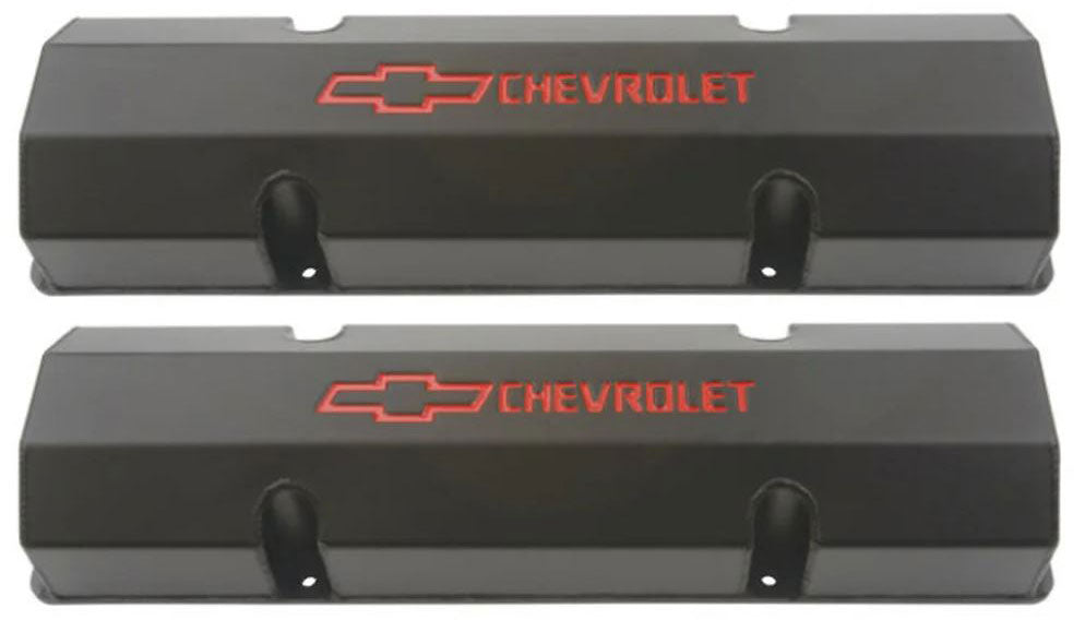 Fabricated Aluminium Valve Covers
Black Anodized Suit SB Chev With Chevrolet Logo & Bowtie Emblem (No Holes)