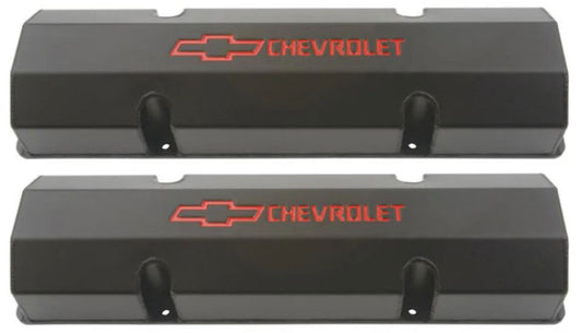 Fabricated Aluminium Valve Covers
Black Anodized Suit SB Chev With Chevrolet Logo & Bowtie Emblem (No Holes)