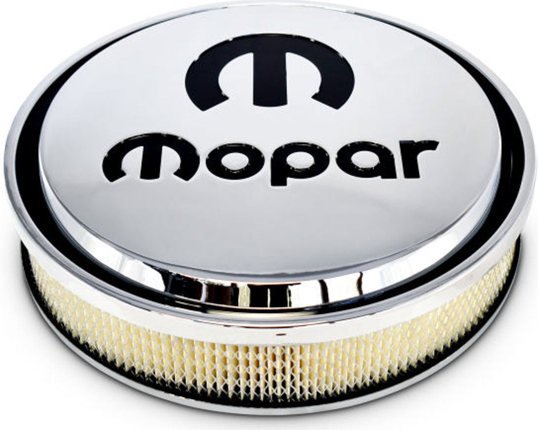 Slant Edge MOPAR Air Filter Assembly
Chrome Finish with Black Emblem