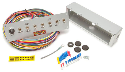 6 Switched Pro Street Panel
With Ignition/Start, Electric Fan/Water Pump, Fuel Pump, Lights, Turn Signals & Horn