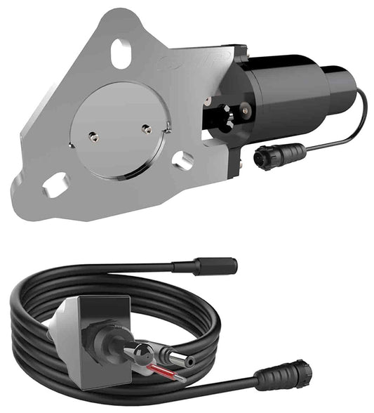 2-1/4" Single Electric Exhaust Cutout Kit
Includes Electric Valve, Toggle Switch & Wiring